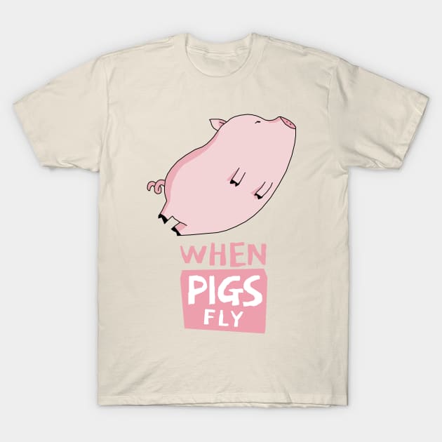 Cute Pinky Pig Flying T-Shirt by KewaleeTee